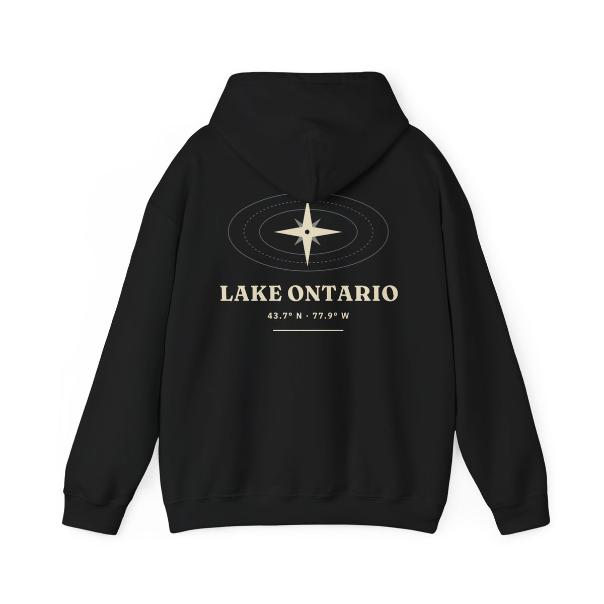 Lake Ontario Nautical Compass Back Print Hoodie