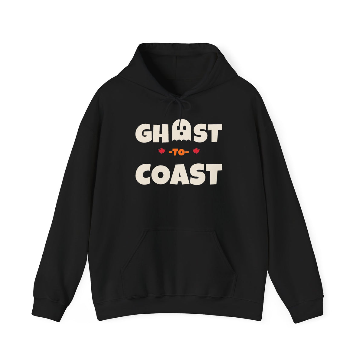 Black hoodie with "Ghost-to-Coast" text and ghost graphic.