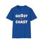 Blue t-shirt with "GHOST -TO- COAST" text and ghost graphic.