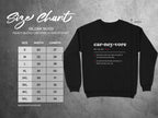 Gildan 18000 heavy blend sweatshirt size chart with measurements in inches.