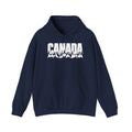 Navy blue hoodie with white "CANADA" text featuring mountains and trees.