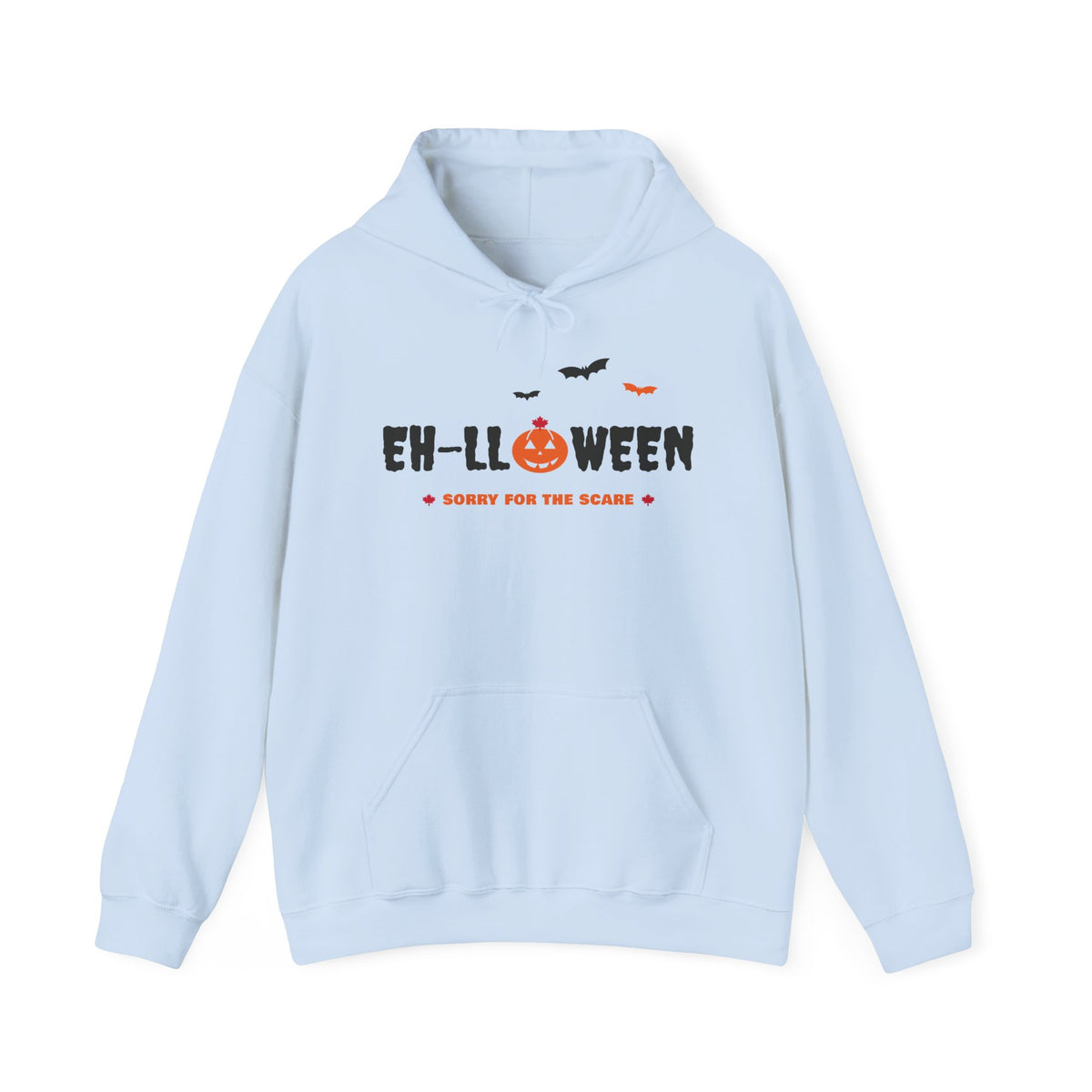 Light blue hoodie with "EH-LLoWEEN" text and Halloween graphics.