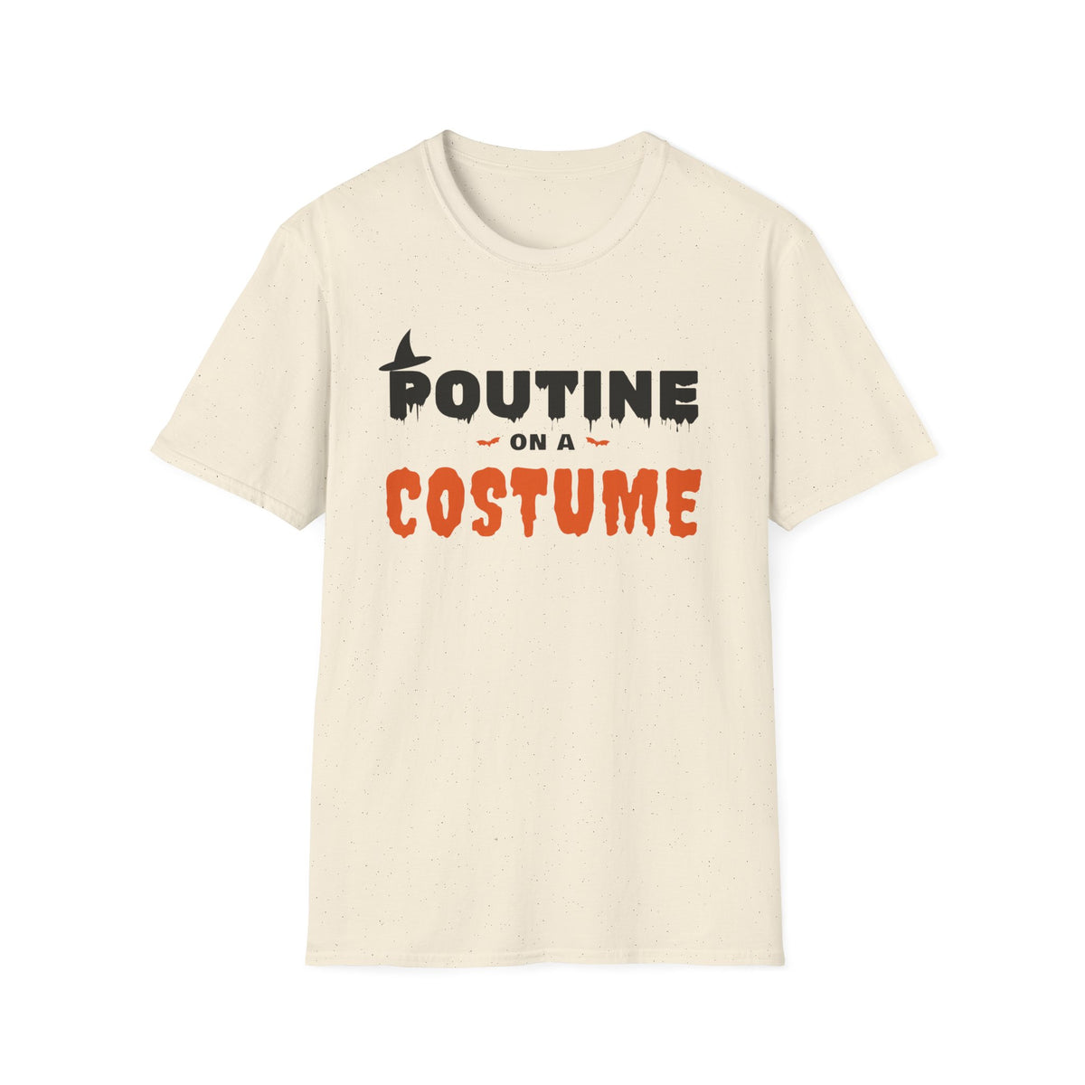 T-shirt with "Poutine on a Costume" Halloween graphic.