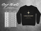 Gildan 18000 sweatshirt size chart in inches with dimensions for sizes S through 5XL.