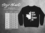 Gildan 18000 Heavy Blend sweatshirt size chart with measurements for width and length in inches.