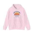 Pink hoodie with "Lake Ontario" text and a sunset over waves graphic.