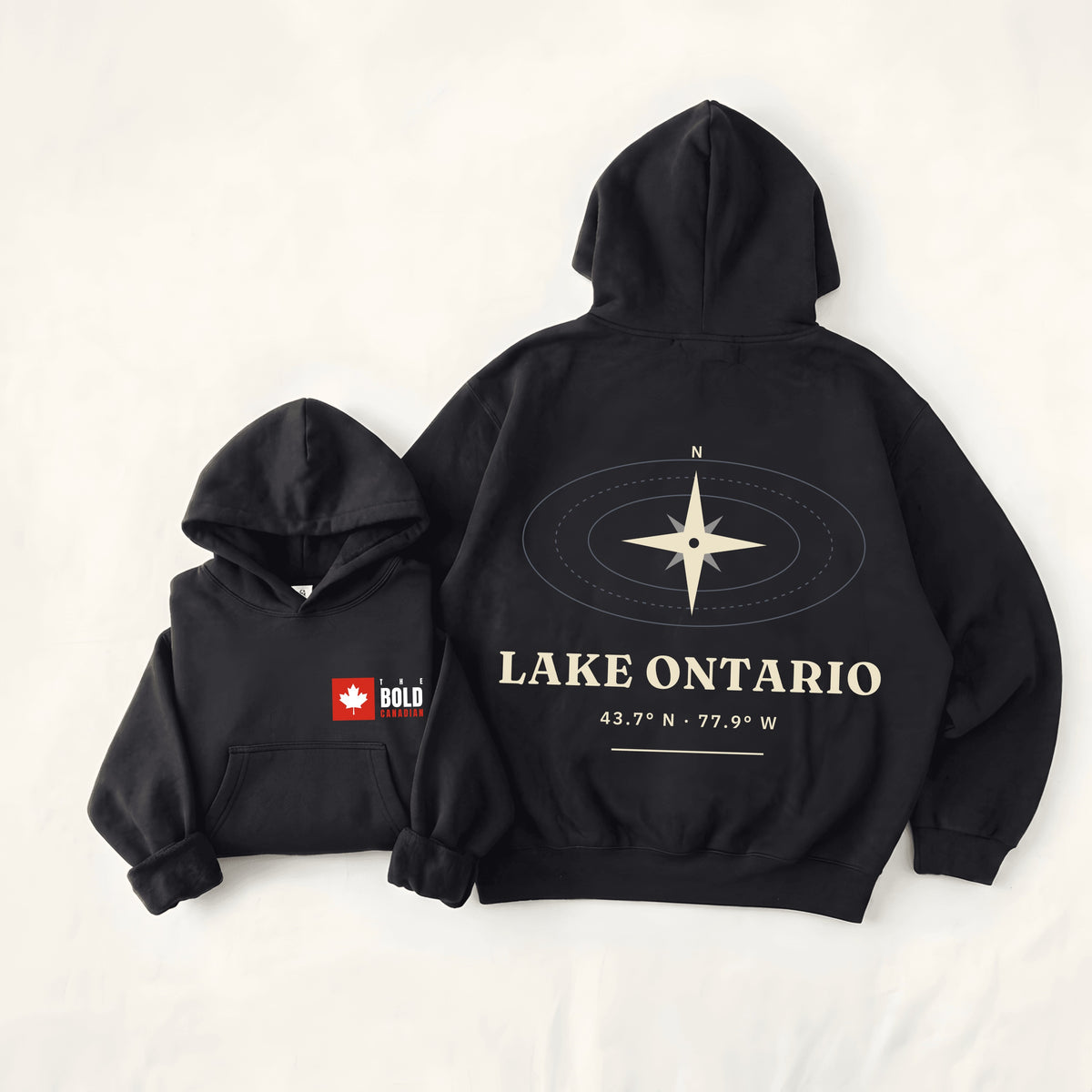 Lake Ontario Nautical Compass Back Print Hoodie