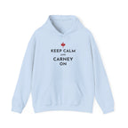 Light blue hoodie with "Keep Calm and Carney On" text and Canadian maple leaf.