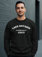 Black sweatshirt with "Lake Ontario Canada Est. 1615" text.