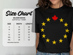 Gildan 64000 Softstyle t-shirt size chart with width and length measurements.