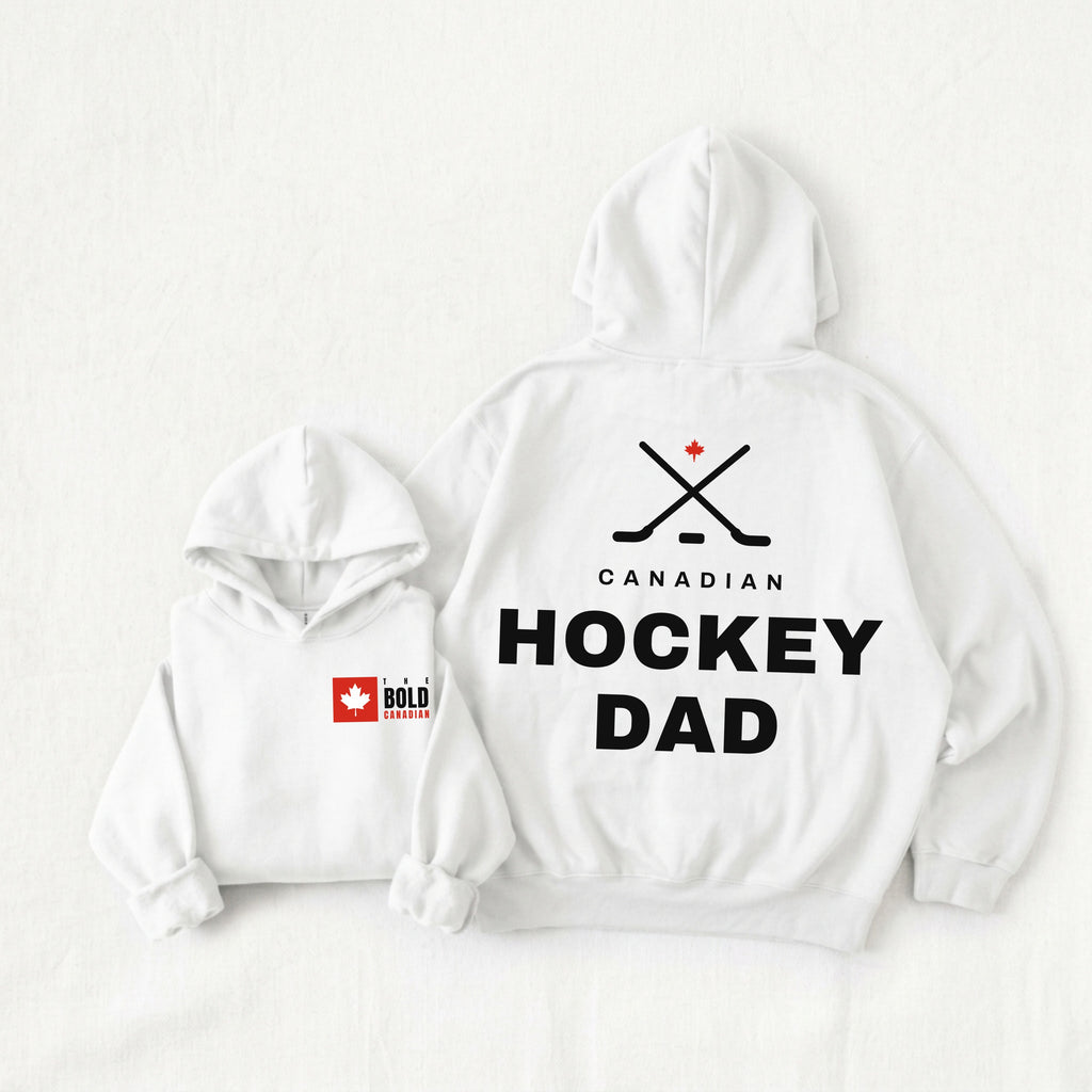 Canadian Hockey Dad Back Print Hoodie