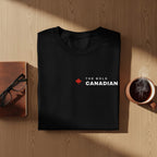 Black t-shirt with "The Bold Canadian" and a red maple leaf logo.
