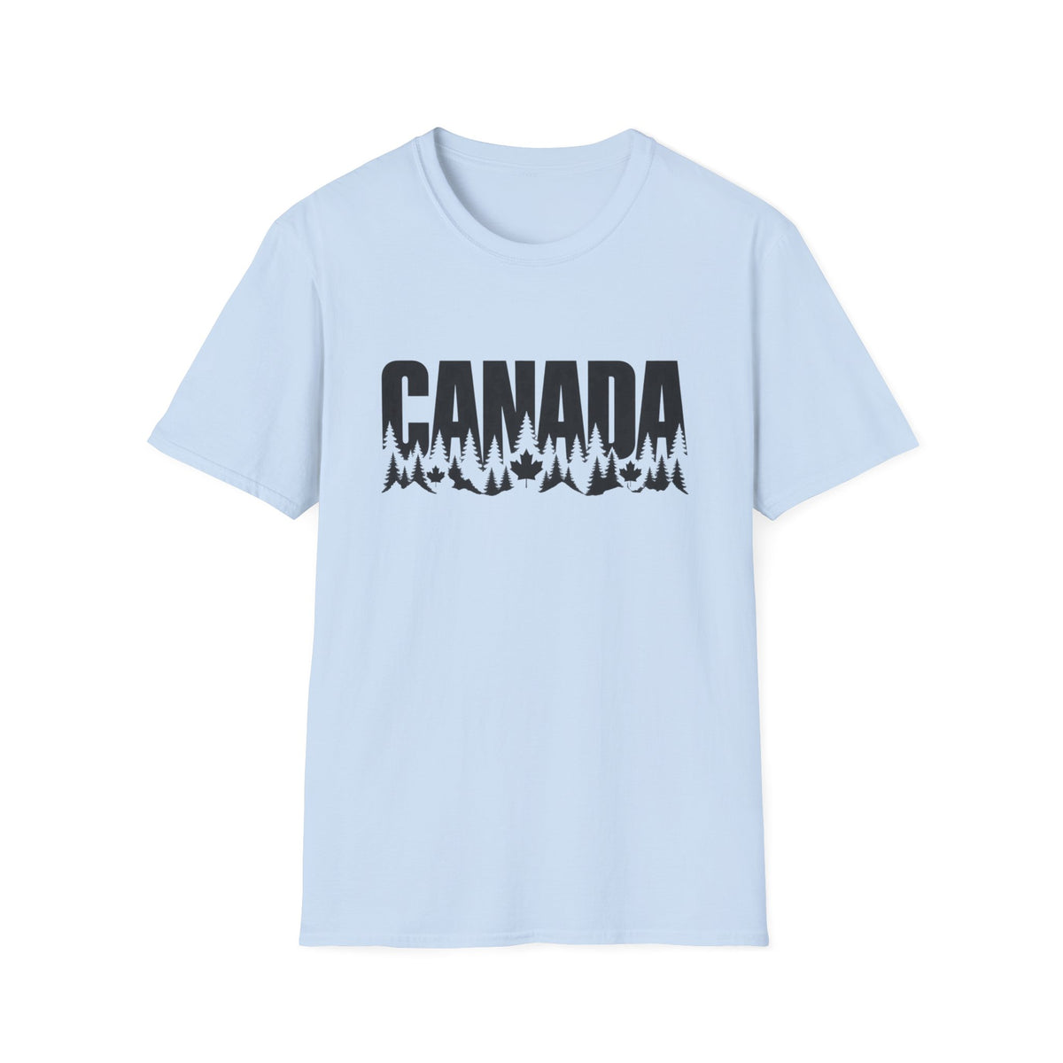 Light blue t-shirt with black "CANADA" text and forest graphic.