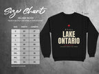Size chart for Gildan 18000 heavy blend crewneck sweatshirt with measurements.