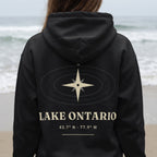Lake Ontario Nautical Compass Back Print Hoodie
