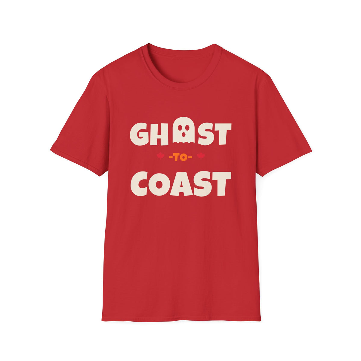 Red t-shirt with "GHOST -TO- COAST" text and a ghost graphic.