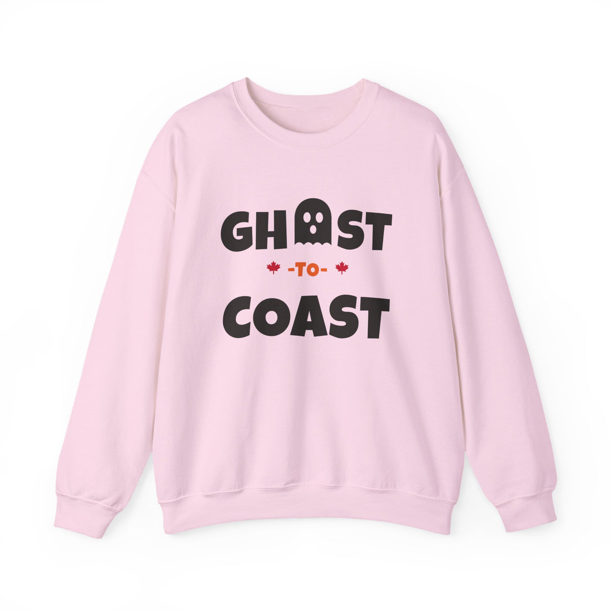 Pink sweatshirt with "Ghost to Coast" text and a ghost icon.