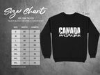 Gildan 18000 size chart for heavy blend crewneck sweatshirts in inches.
