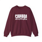 Maroon sweatshirt with white "CANADA" text and forest landscape graphic.