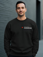Man wearing a black sweatshirt with "THE BOLD CANADIAN" logo.
