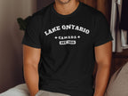 Black t-shirt with white text: Lake Ontario, Canada, Est. 1615
