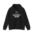 Black hoodie with "CANADIAN HOCKEY MOM" text and crossed hockey sticks graphic.