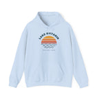 Light blue hoodie with "Lake Ontario" graphic and sunset over waves.