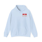Light blue hoodie with "HELLO my name is LAKE ONTARIO (STILL)" name tag.