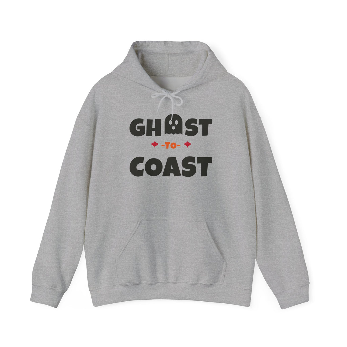 Grey hoodie with "Ghost-To-Coast" text and a ghost icon.