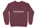 Maroon sweatshirt with "TRUE NORTH STRONG AND FREE" and a red maple leaf.