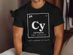 Black t-shirt with "Carneyium" text and periodic table elements.