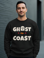 Black sweatshirt with "Ghost-To-Coast" text and a ghost graphic.