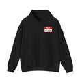 Black hoodie with a red "HELLO my name is LAKE ONTARIO (STILL)" tag.