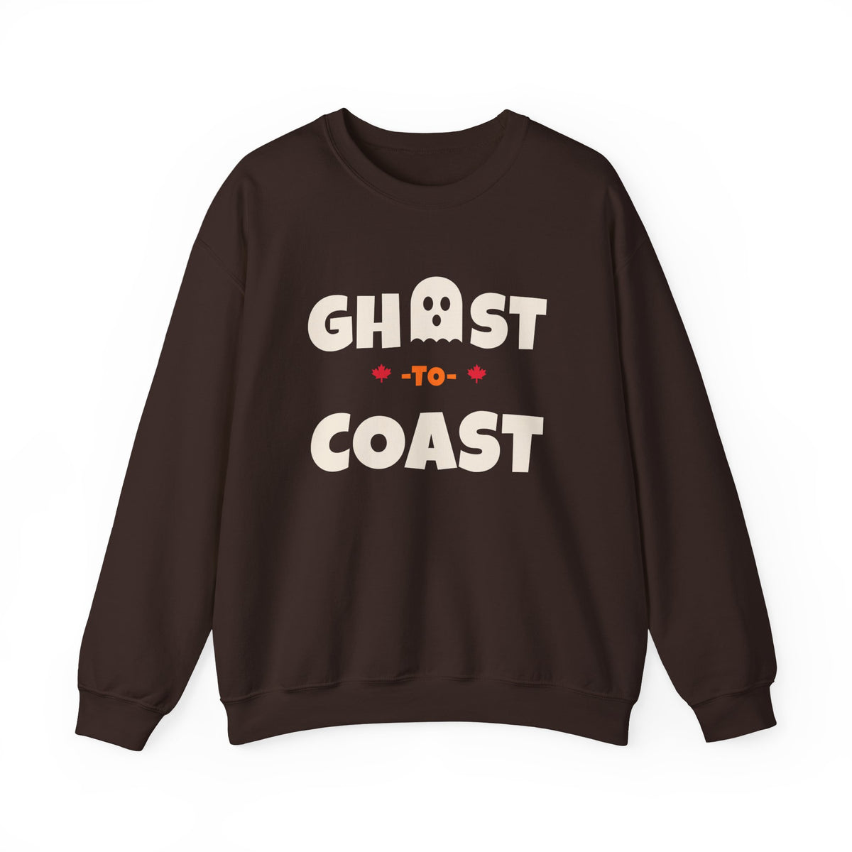 Brown sweatshirt with "Ghost-to-Coast" text and a ghost graphic.
