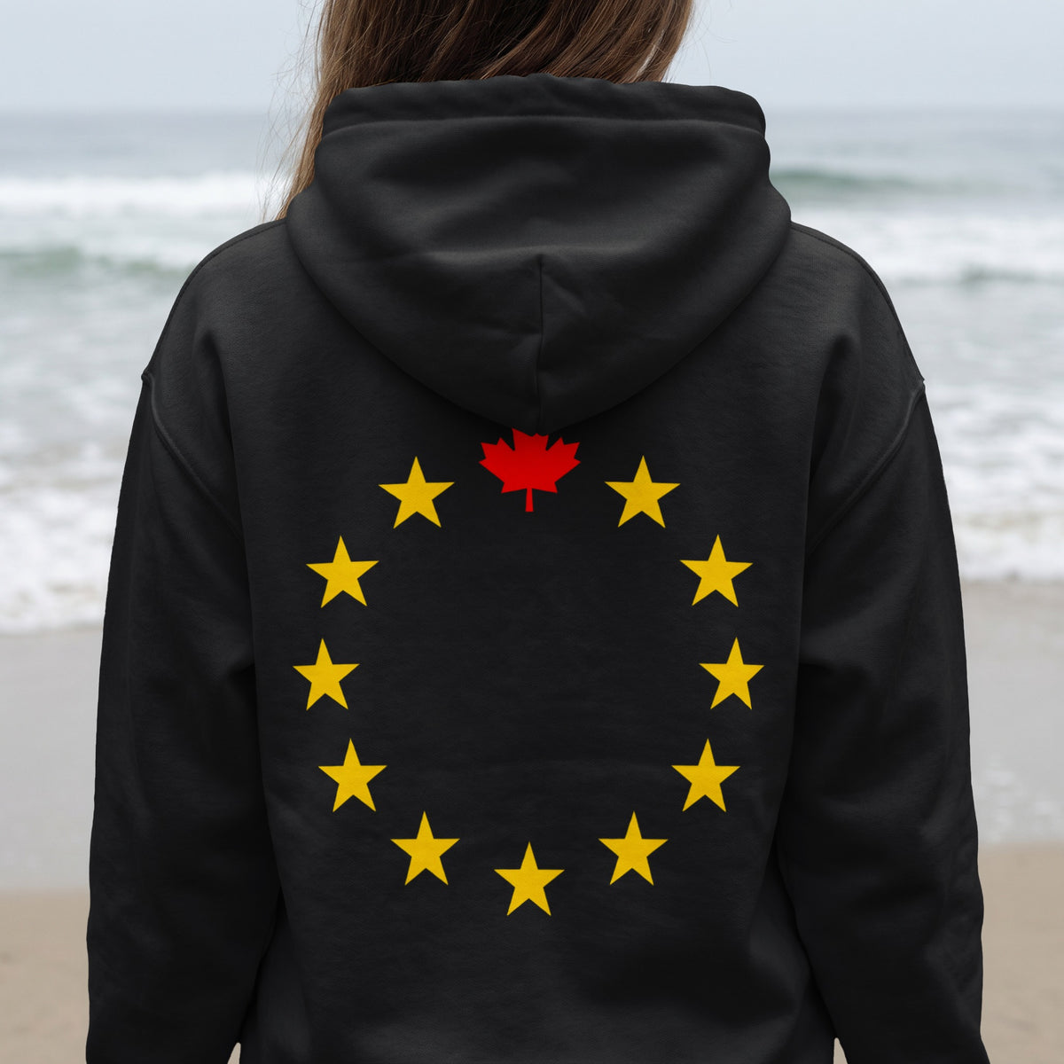 Euro Maple Star Ring Back Print Hoodie