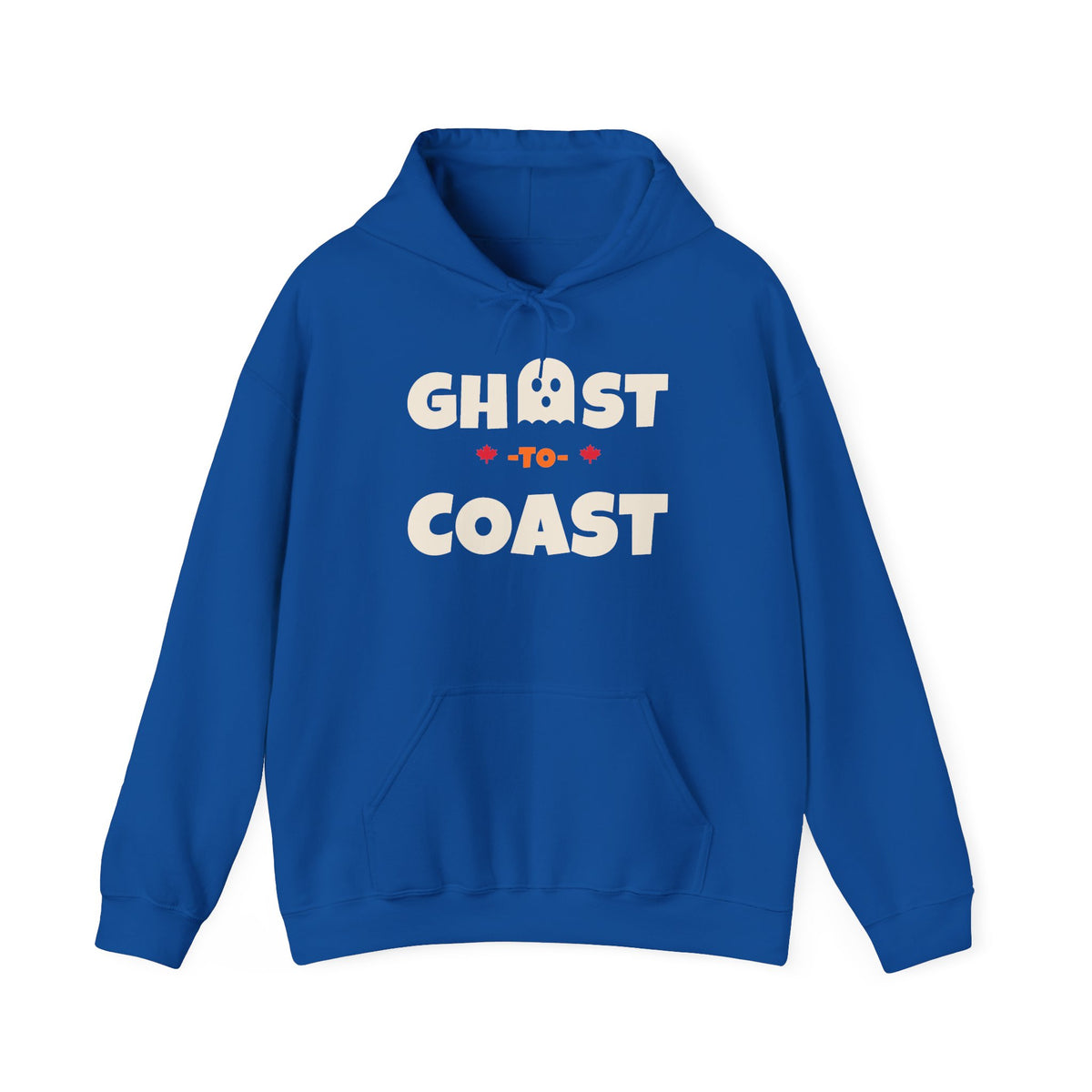 Blue hoodie with "Ghost -To- Coast" text and ghost graphic.