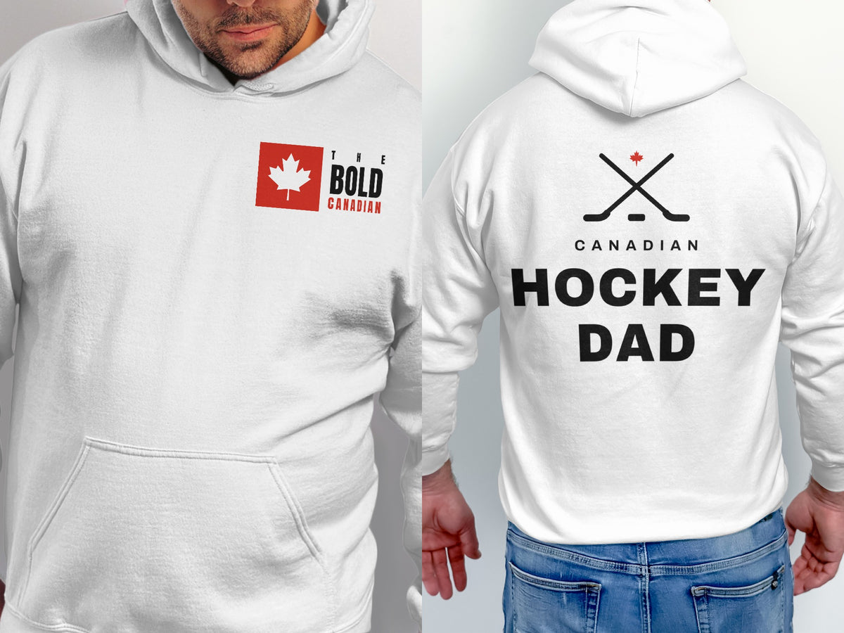 Canadian Hockey Dad Back Print Hoodie