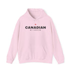 Pink hoodie with "CANADIAN BY CHOICE" and a red maple leaf graphic.