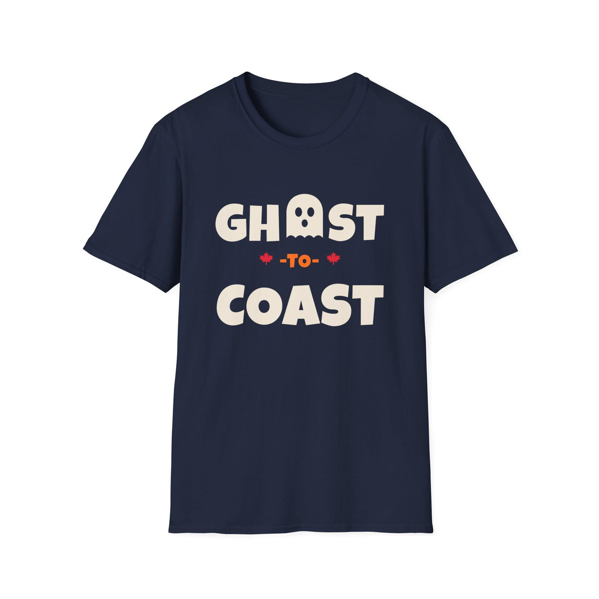 Navy t-shirt with "Ghost-to-Coast" text and a ghost graphic.