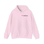 Pink hoodie with a small Canadian maple leaf and "The Bold Canadian" text.