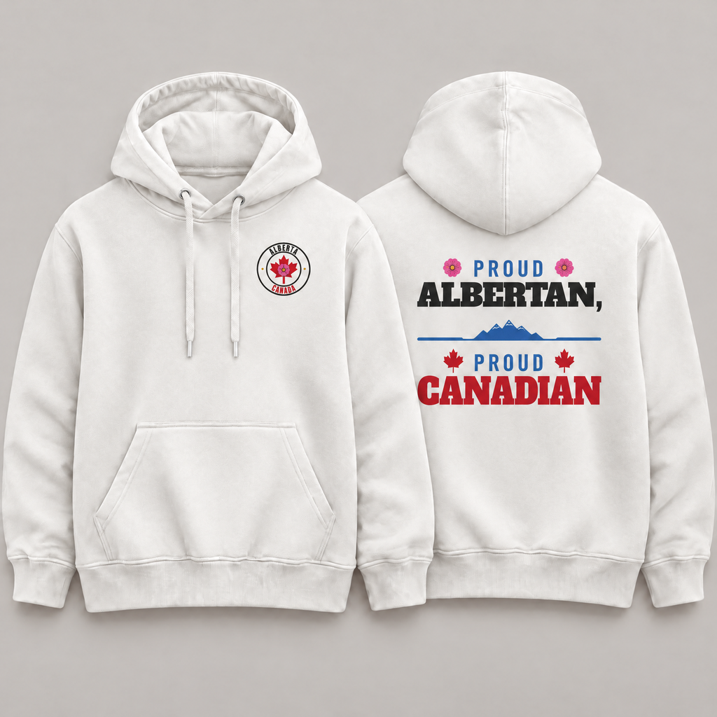 Proud Albertan Proud Canadian Back Print Hoodie